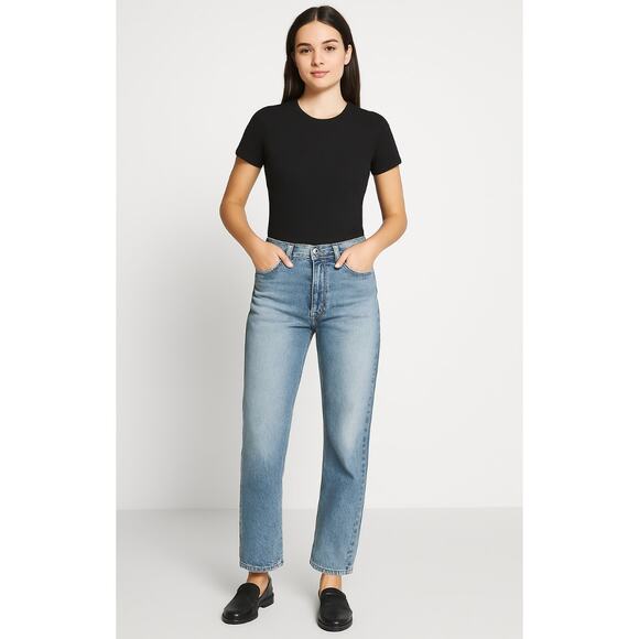 NWT Current/Elliott The Poker Straight Leg Jeans Size 27 Medium Wash